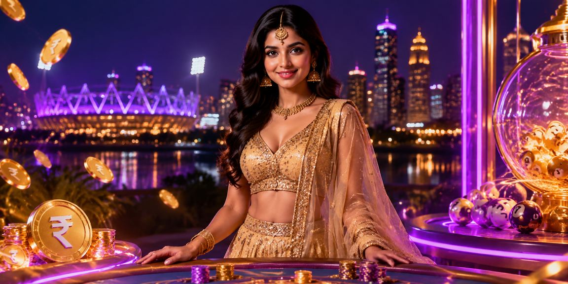 Indian players betting on cricket in traditional lehenga setting