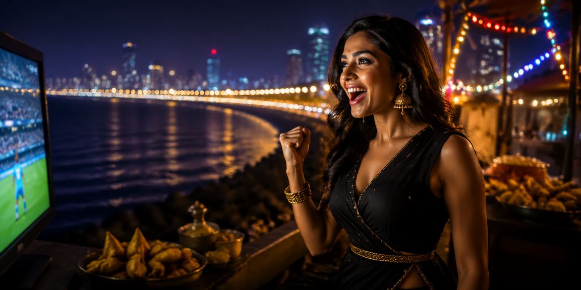 Night view of Mumbai Marine Drive with lottery night market